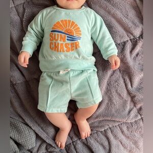 Sun Chaser Baby Outfit in Light Blue and Orange 🍊 Size 3M
